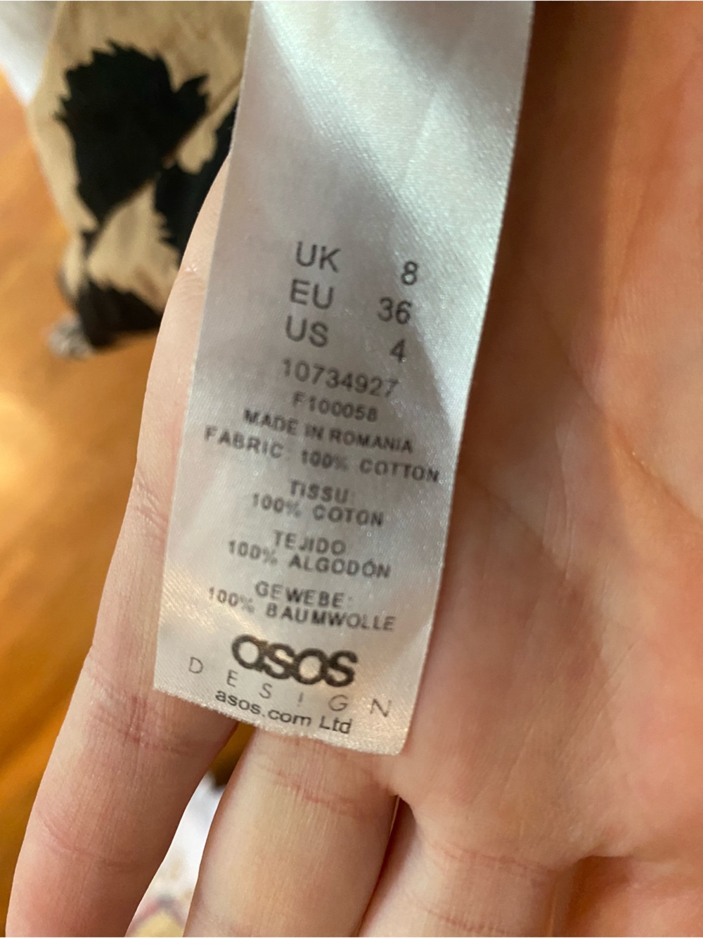 ASOS Design 100% Cotton Leopard Print V-Neck Long Sleeve Mini Dress - Picture 8 of 8